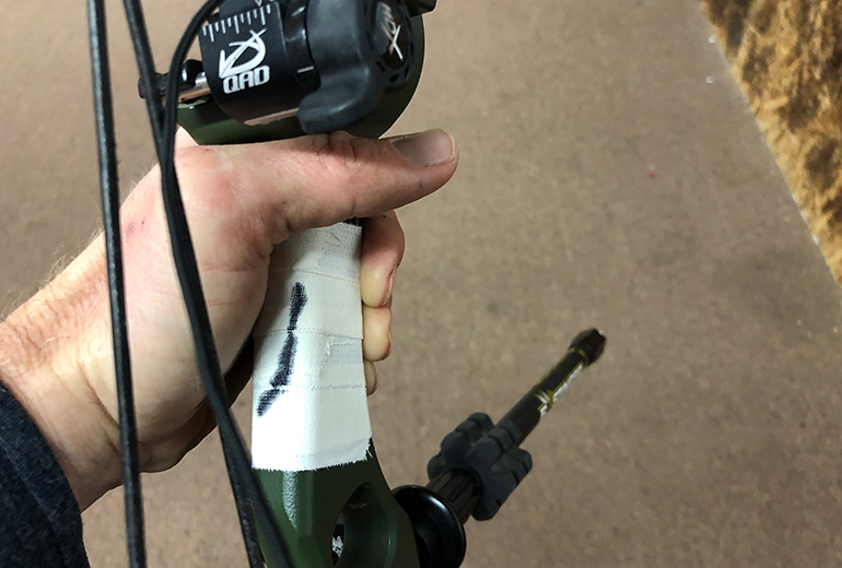 proper hand placement markings on bow grip