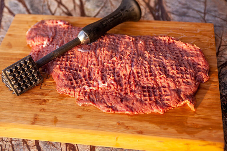 Tenderized bison flap meat