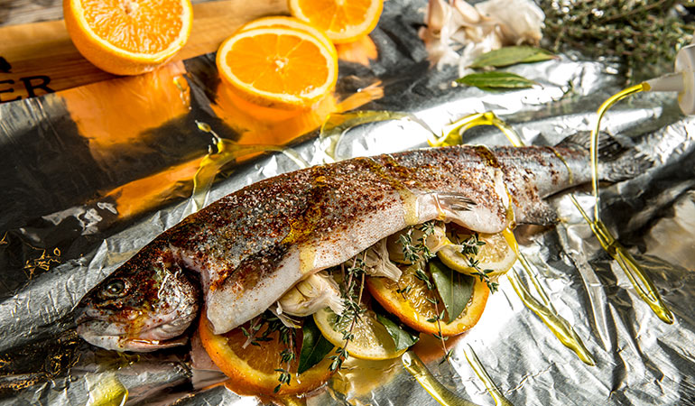 Roasted Citrus-Stuffed Trout with Brown Butter Recipe