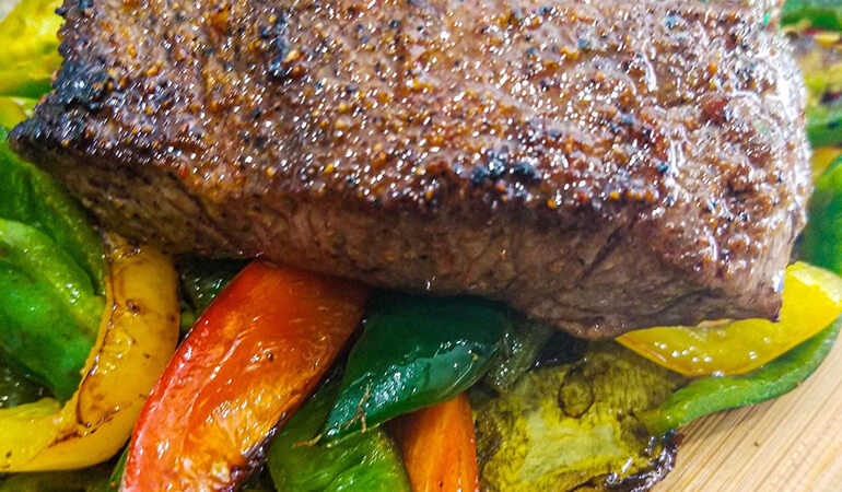 Simple Elk Venison Backstrap Recipe with Nopales and Peppers