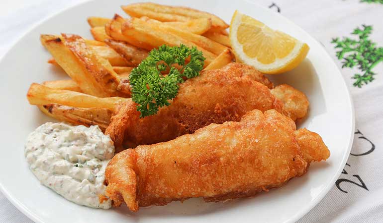 Catfish Dinner with Homemade Chips and Tartar Sauce Recipe