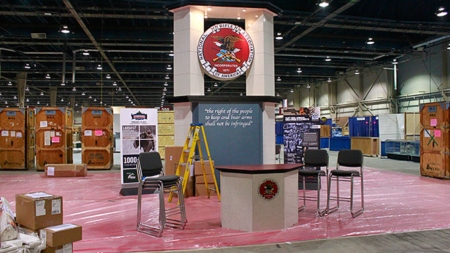 Setting up for the Great American Outdoor Show