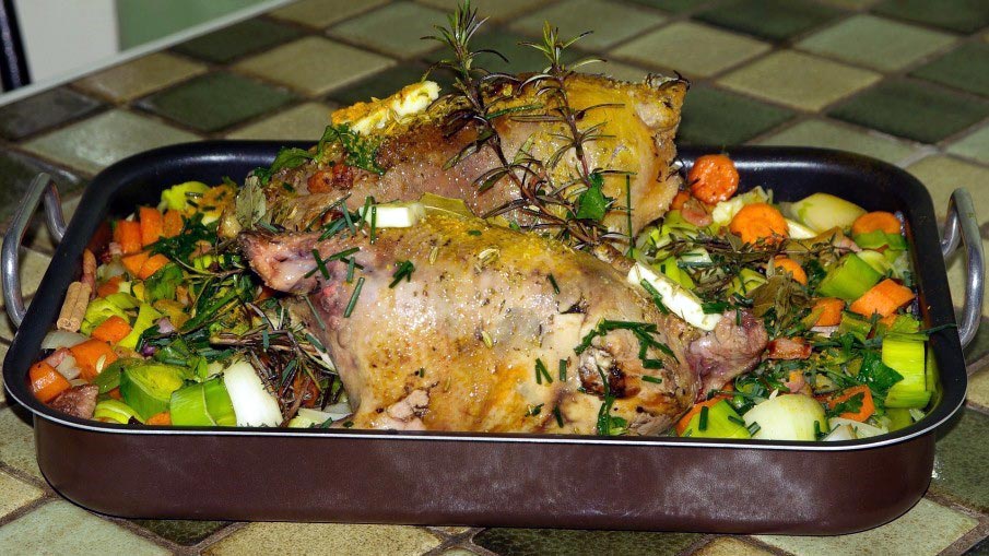 Roasted Pheasant Recipe with Bacon and Vegetables