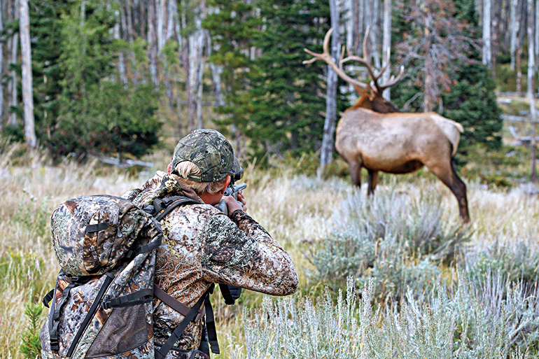 hunter shooting elk