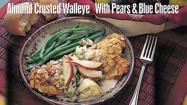 almond crusted walleye with pears blue cheese recipe