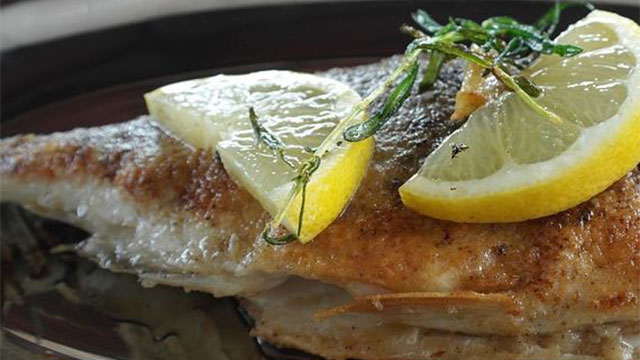 sand bass with hot melted butter