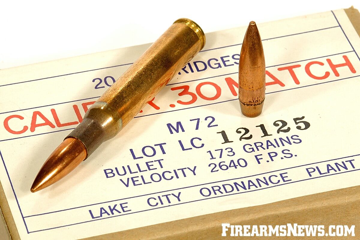 Anatomy of a bullet. On the left is a 7.62 mm NATO FMJ rifle round