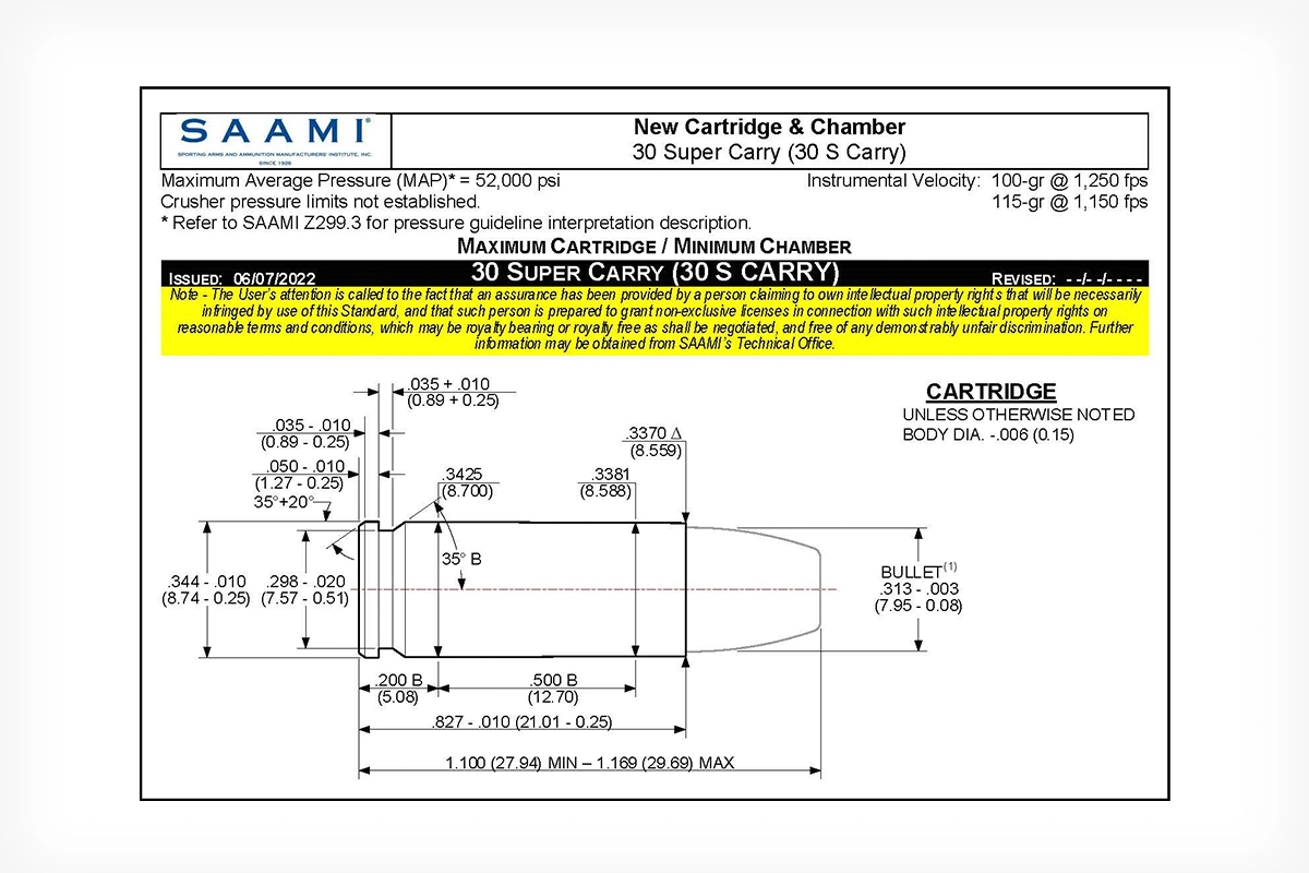 SAAMI Publishes Specifications for the Federal 30 Super Carry Cartridge