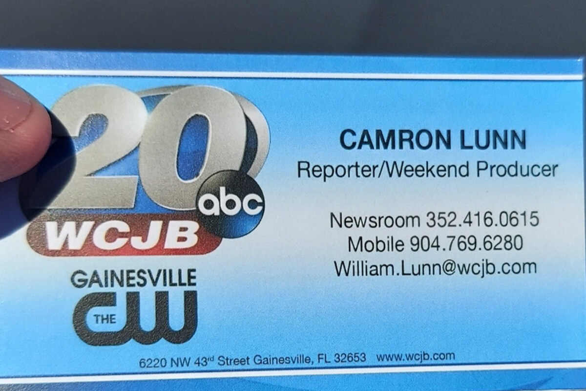 Camron Lunn, Reporter, WCJB Gainsville, FL Business Card