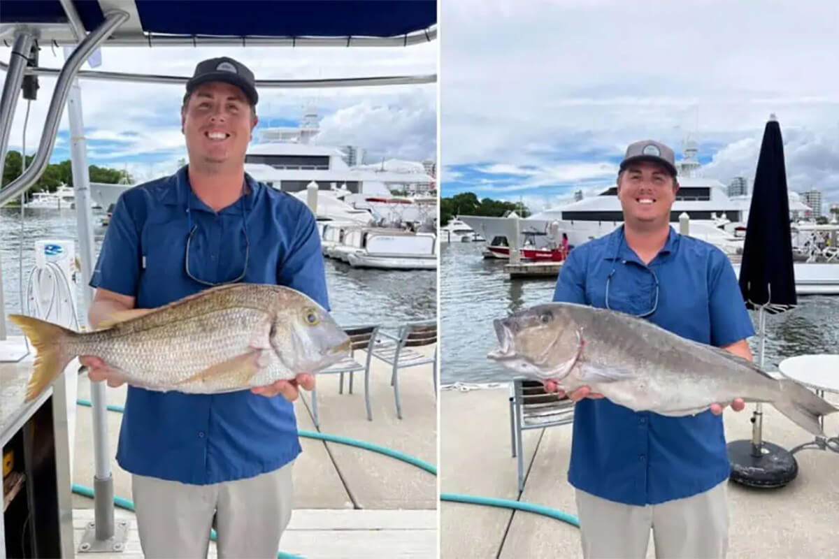 matthew marovich with his two florida state record fish