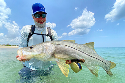 brenton roberts with a big snook caught off the beach