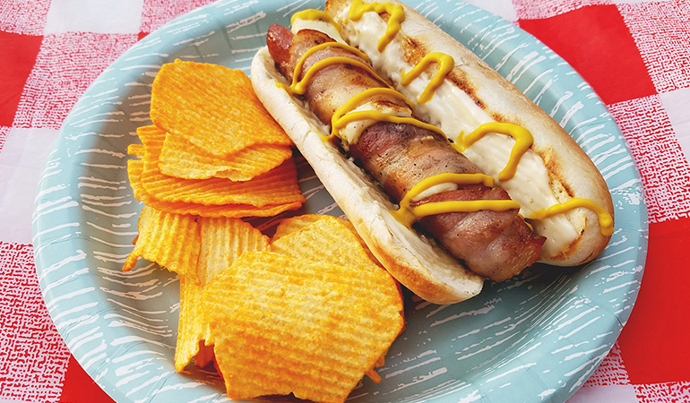 Cheesy Bacon-Wrapped Hot Dogs Recipe