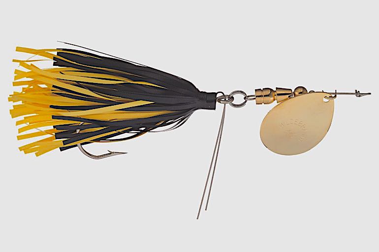 Vintage Mercury Minnow Fishing Lure 4" 3 Hook Mustard Spotted Rattle Bait 