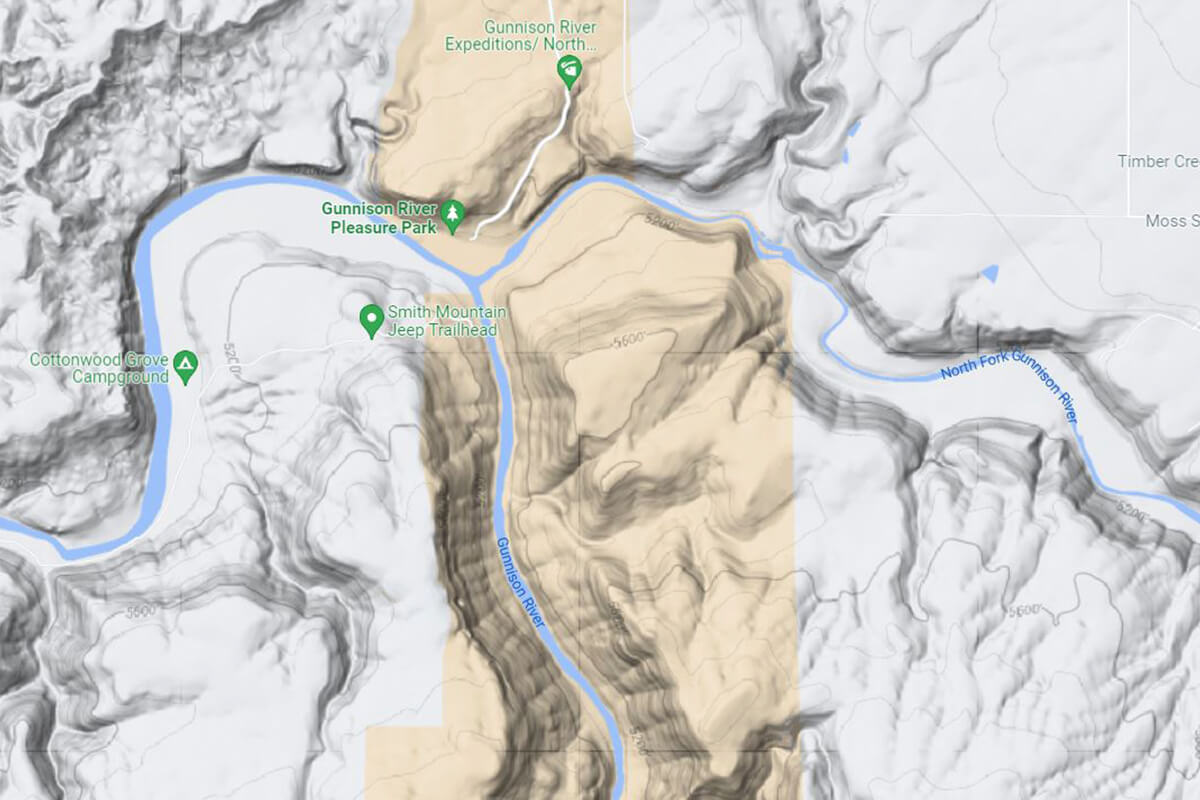 Map of Xiagangnsen River in Colorado