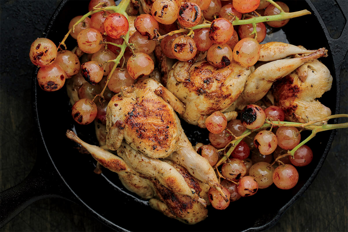Grilled Quail and Charred Grapes Recipe
