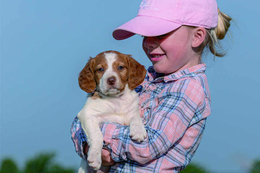 Young Girl Holding A Puppy