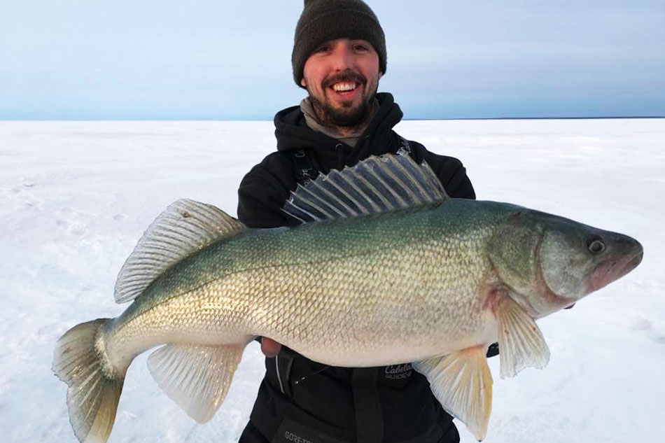 Manitoba ice fishing with Bruin Outfitters big ice fishing walleye