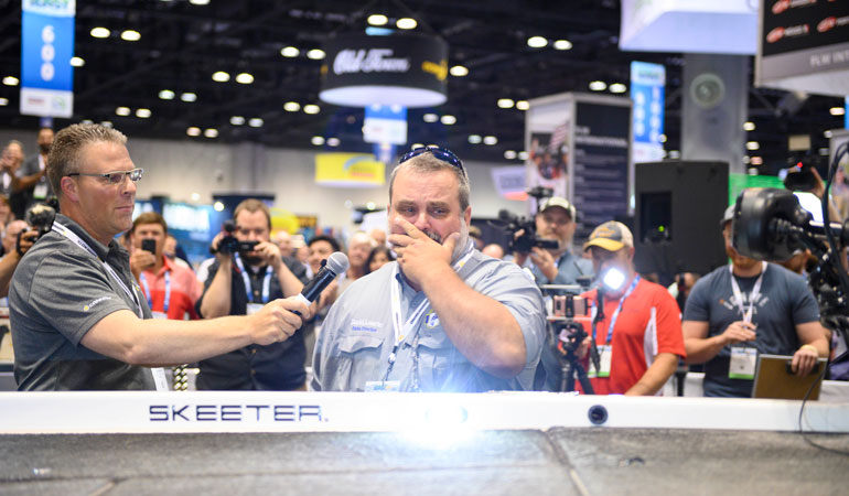 Humminbird and Minn Kota Surprise Deserving Angler and Veteran David Lowrie with a Complete Boat Overhaul at ICAST 2019