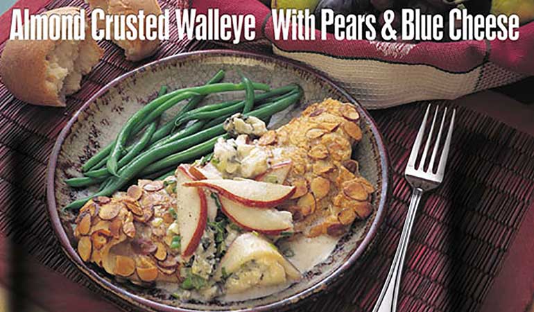 Almond-Crusted Walleye With Pears & Blue Cheese Recipe