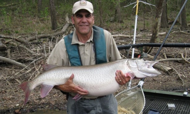 Dave Dreves, fisheries program coordinator for the Kentucky Department of Fish and Wildlife Resources, holds a 48 ½-inch long, 42-pound muskellunge captured and released during population sampling on Cave Run Lake this past spring. Fall is one of the most productive times to catch trophy muskellunge like this one from Cave Run Lake, Green River Lake and Buckhorn Lake.