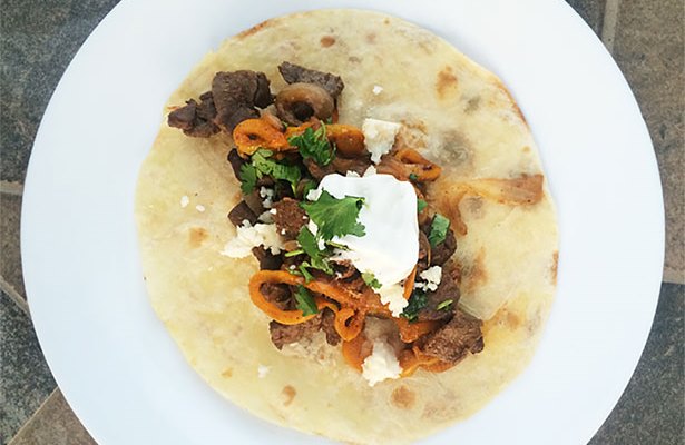 Elk Fajitas with Peppers and Onions