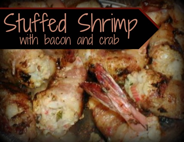 This stuffed shrimp is outstanding. Filled with crab, wrapped with bacon and topped with cheese. Mmmmm!