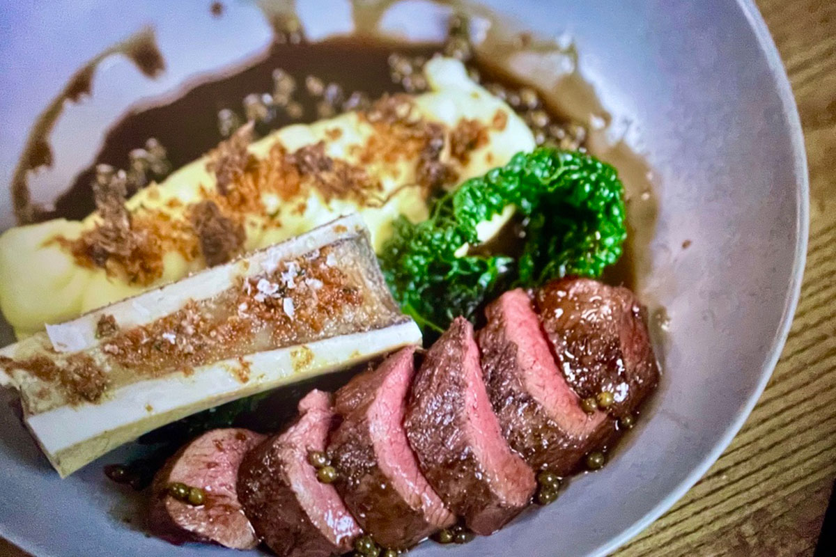 Pavé of Fallow Venison, with Roasted Bone Marrow and Cavolo Nero Cabbage Recipe