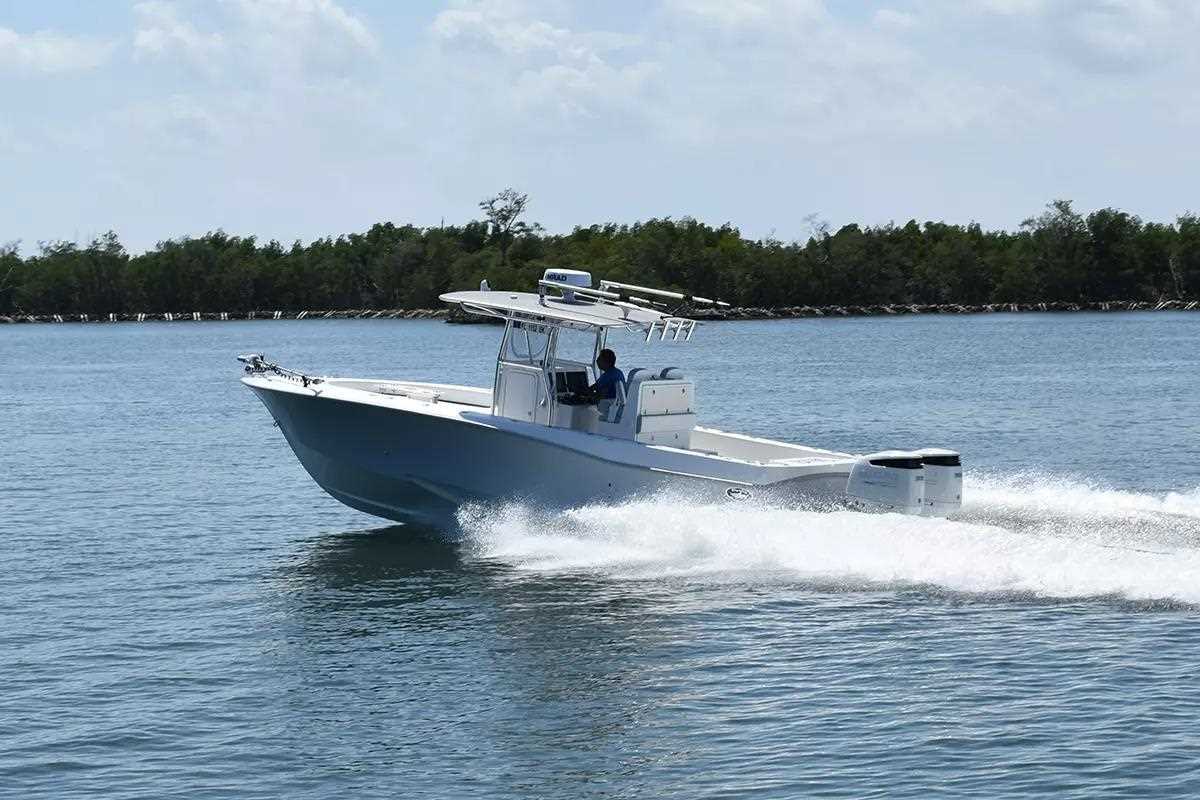 Twin engine offshore center console boat