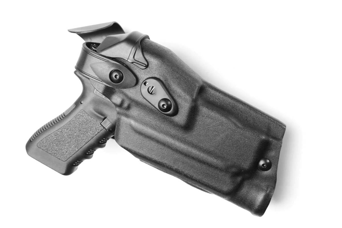 The 6360RDS level III retention holster with both ALS and SLS systems.