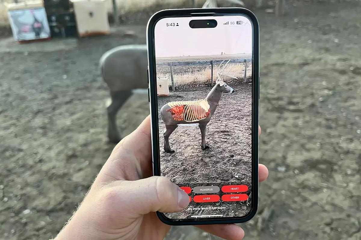 Delta target app showing deer vitals on target