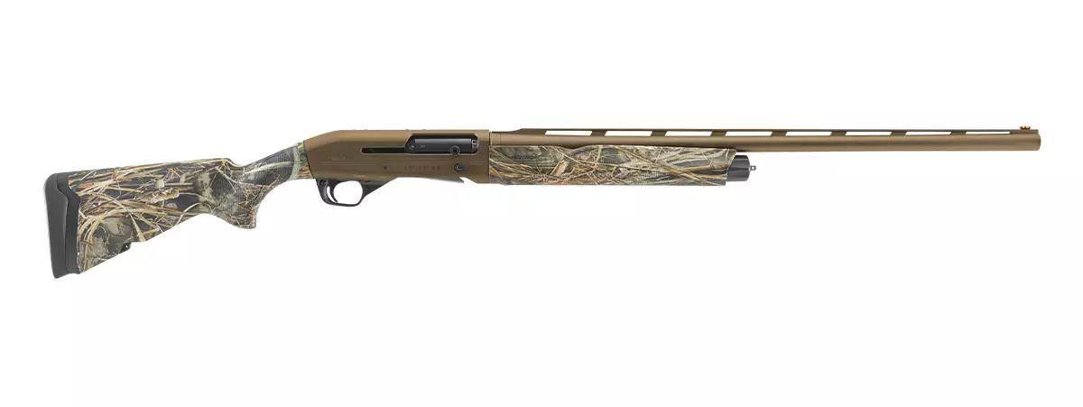 A studio image of a hunting shotgun. 