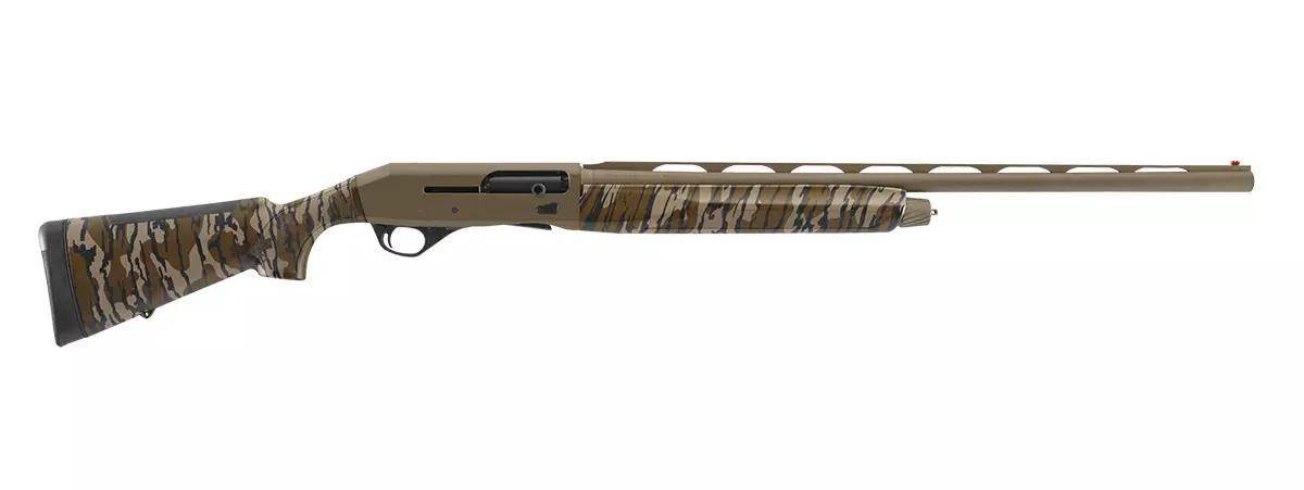 A studio image of a hunting shotgun. 