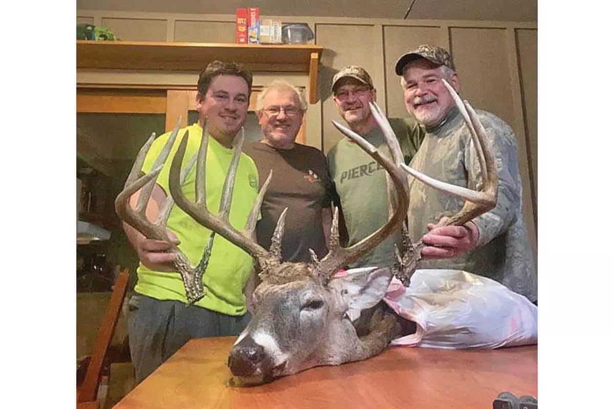 downed whitetail buck with sheds from previous year