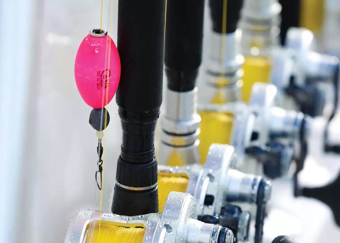 Conventional trolling reels with yellow line