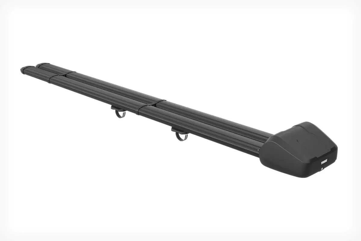 Studio photo of a Thule roof-top fly-rod carrier.