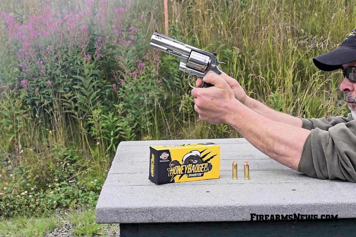 Author shooting Colt off his bench