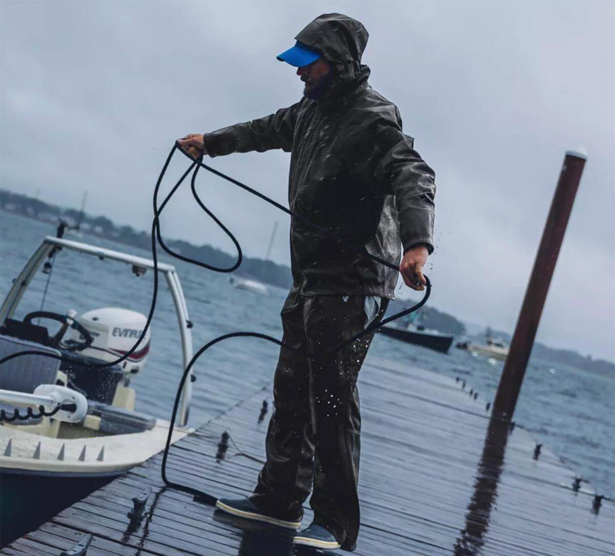 fishing captain untying boat from dock