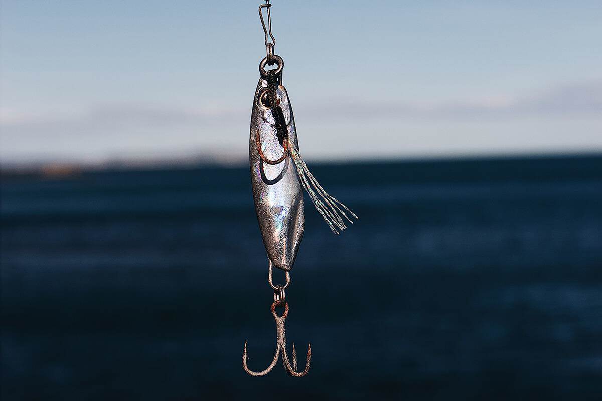 fishing lure with rusty hooks