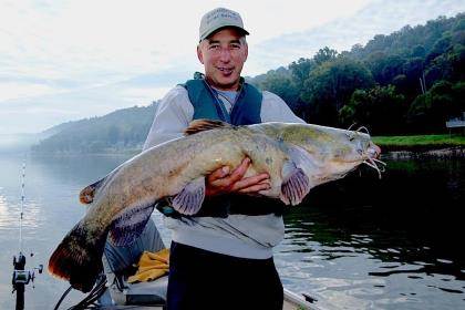 How to catch a giant blue catfish from the bank #bluecatfish #fishing