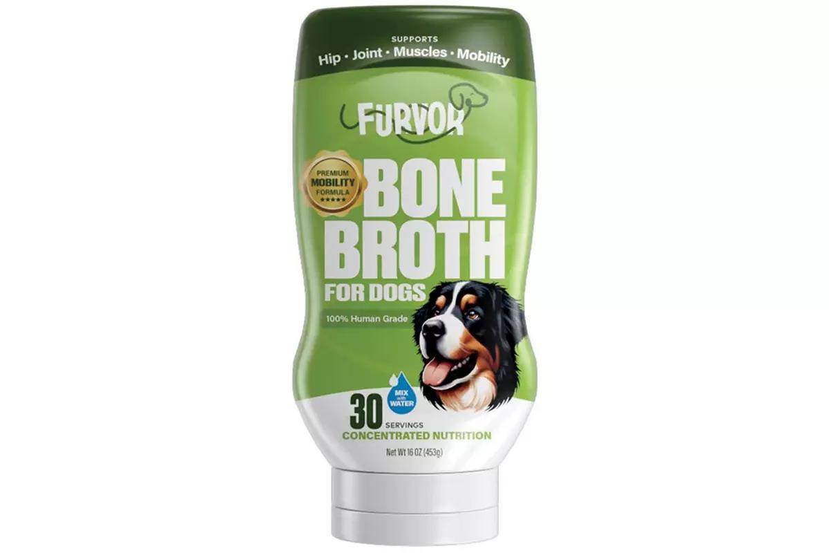 A product picture for fervor bone broth on a white background.