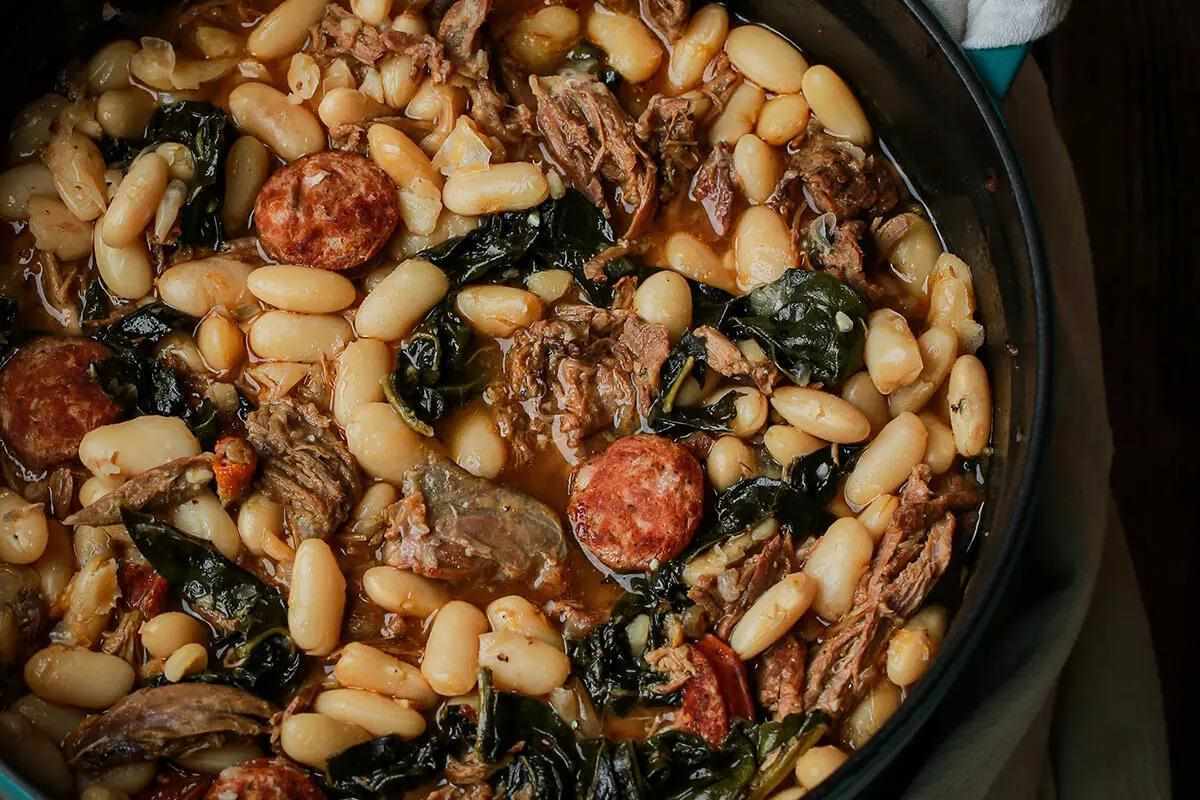 Duck and Beans Stew Recipe with Sausage and Kale