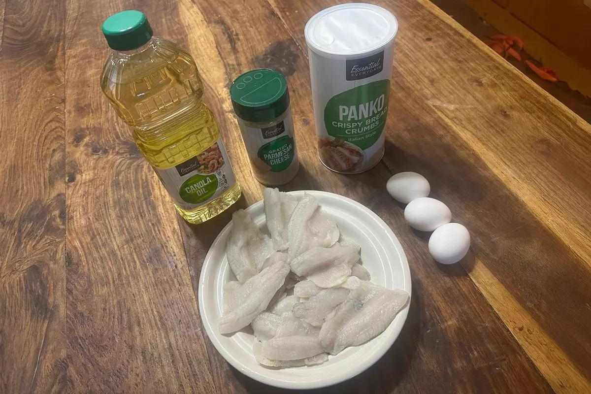 fish fry ingredients on a table