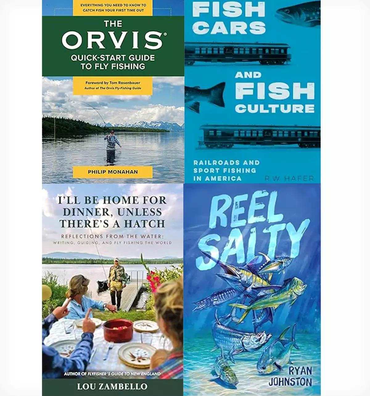 Cover images of four new fly-fishing books. 