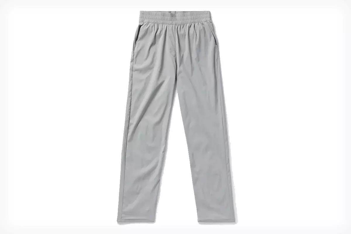 Studio photo of gray women's jogger pants. 