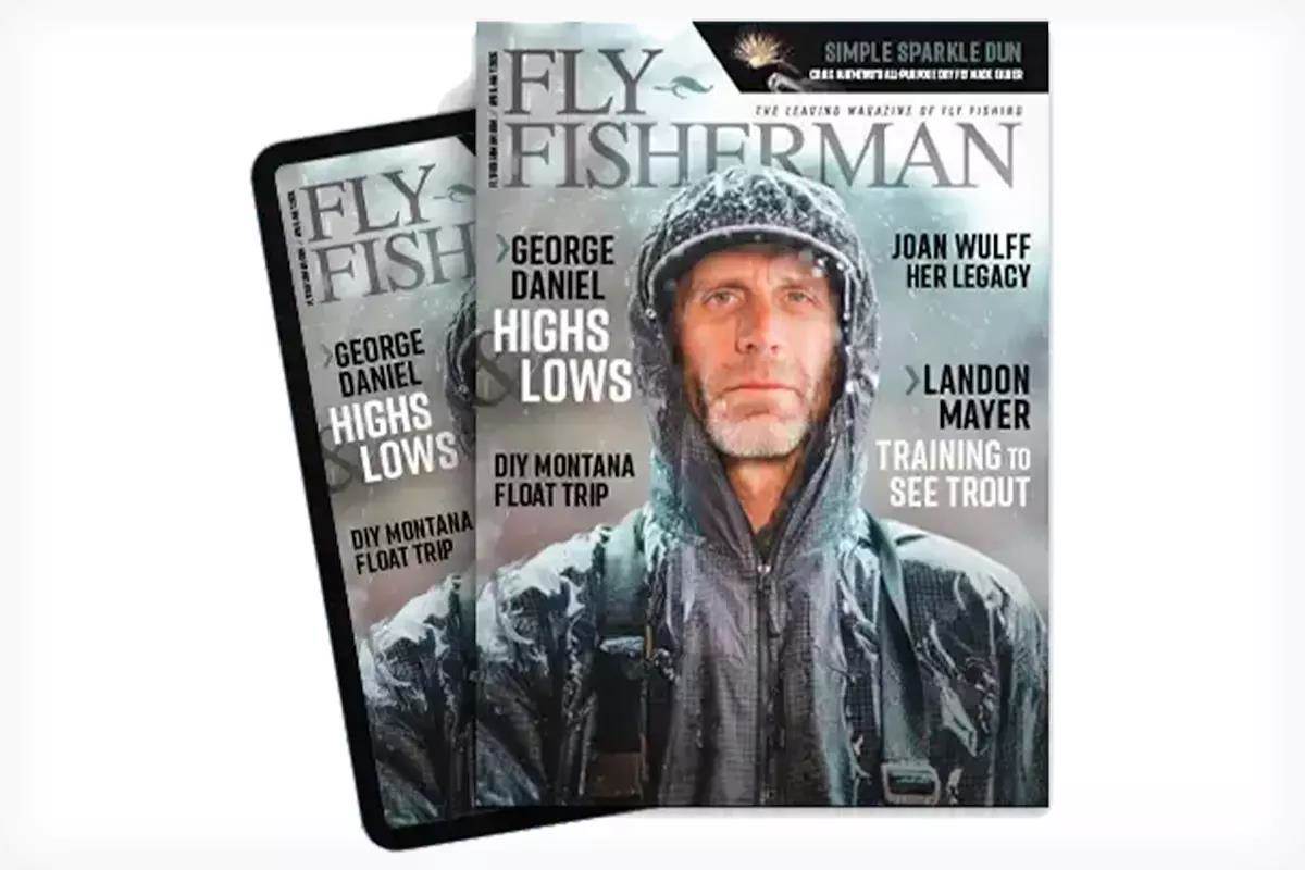 Cover image of Fly Fisherman magazine in print and on a tablet.