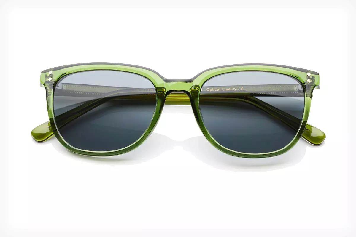 Studio photo of green fishing sunglasses