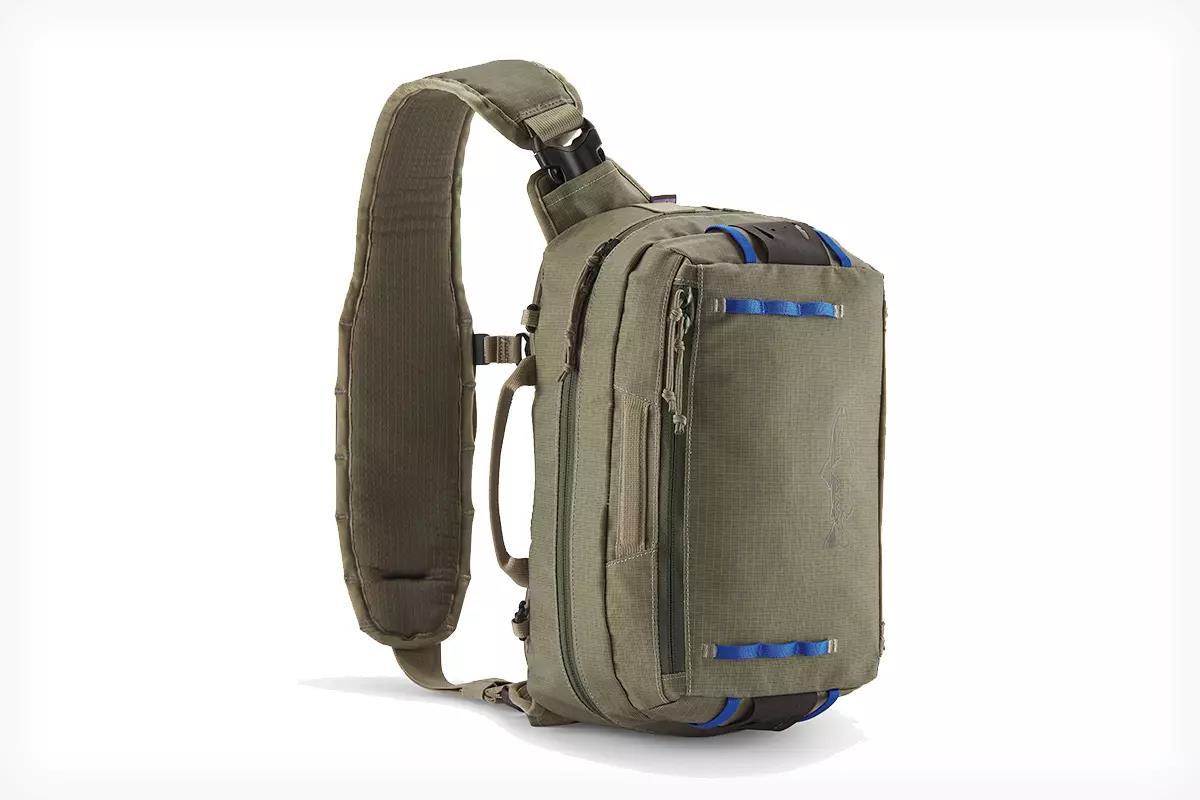 Studio photo of Patagonia pack in tan/olive.