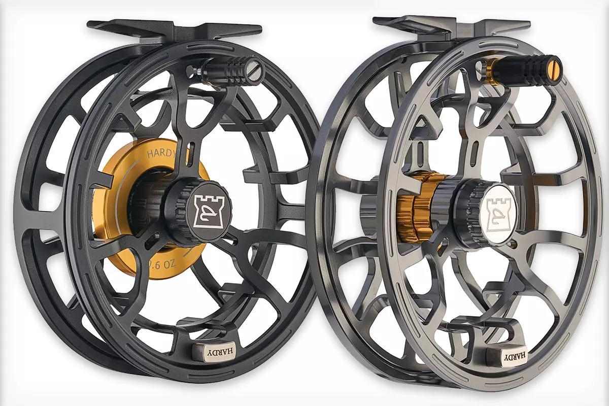 Studio photo of two fly reels