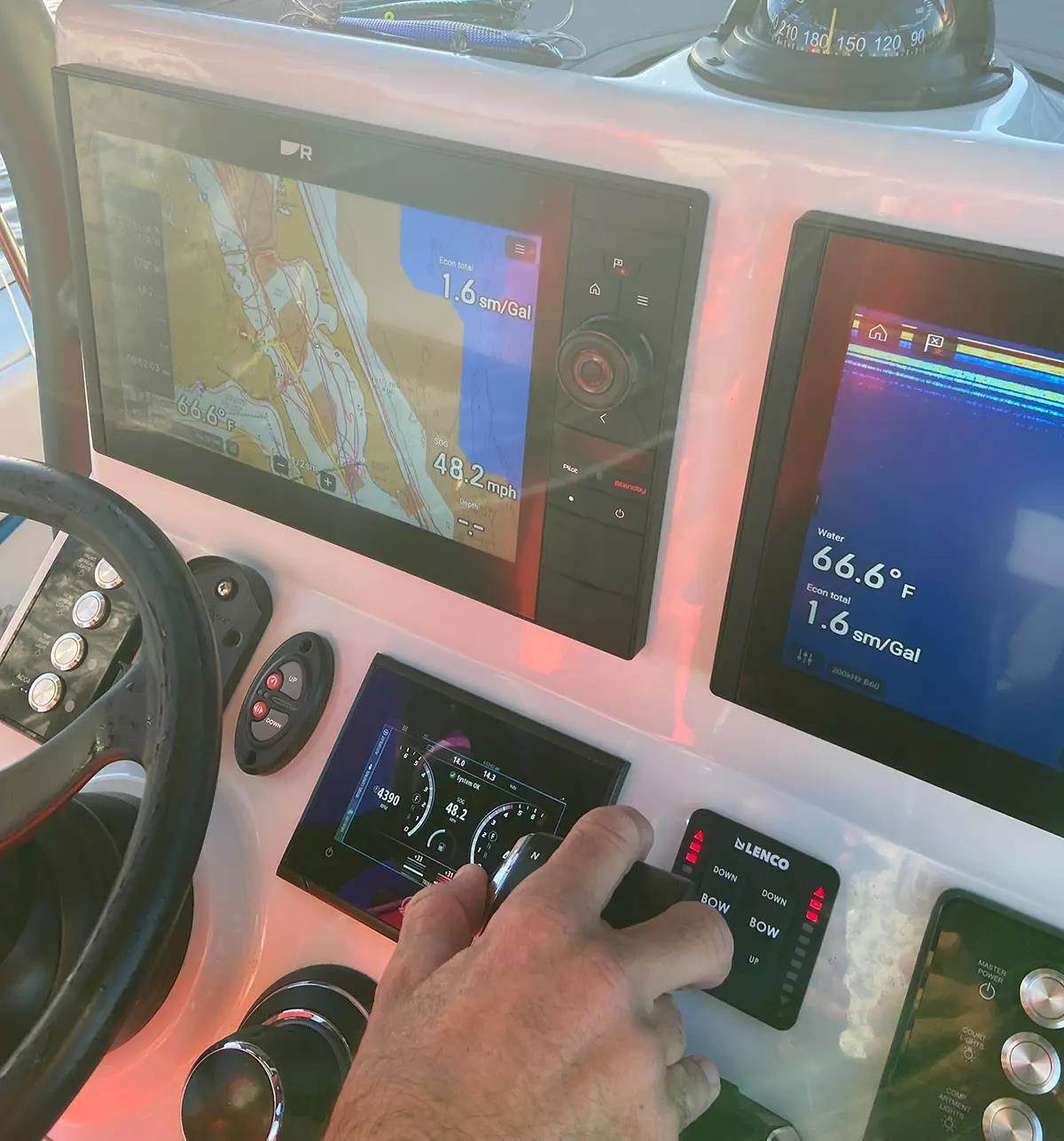electronics screens showing speed of boat