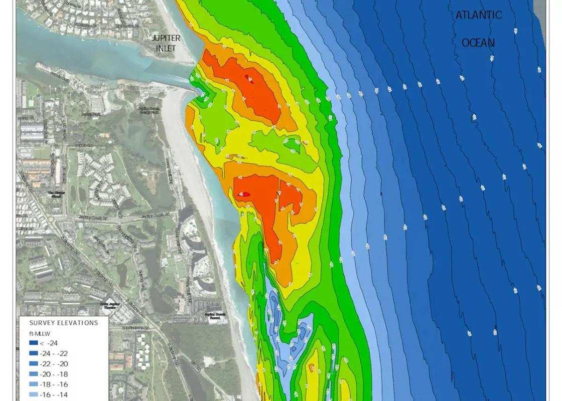 Depth charts of Jupiter Inlet